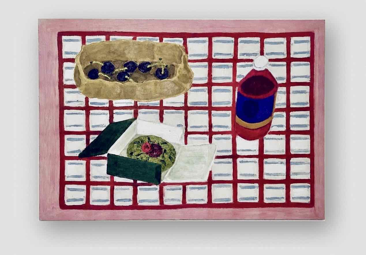 Fruits rouges, Huile sur vitre enduite, Juillet 2026